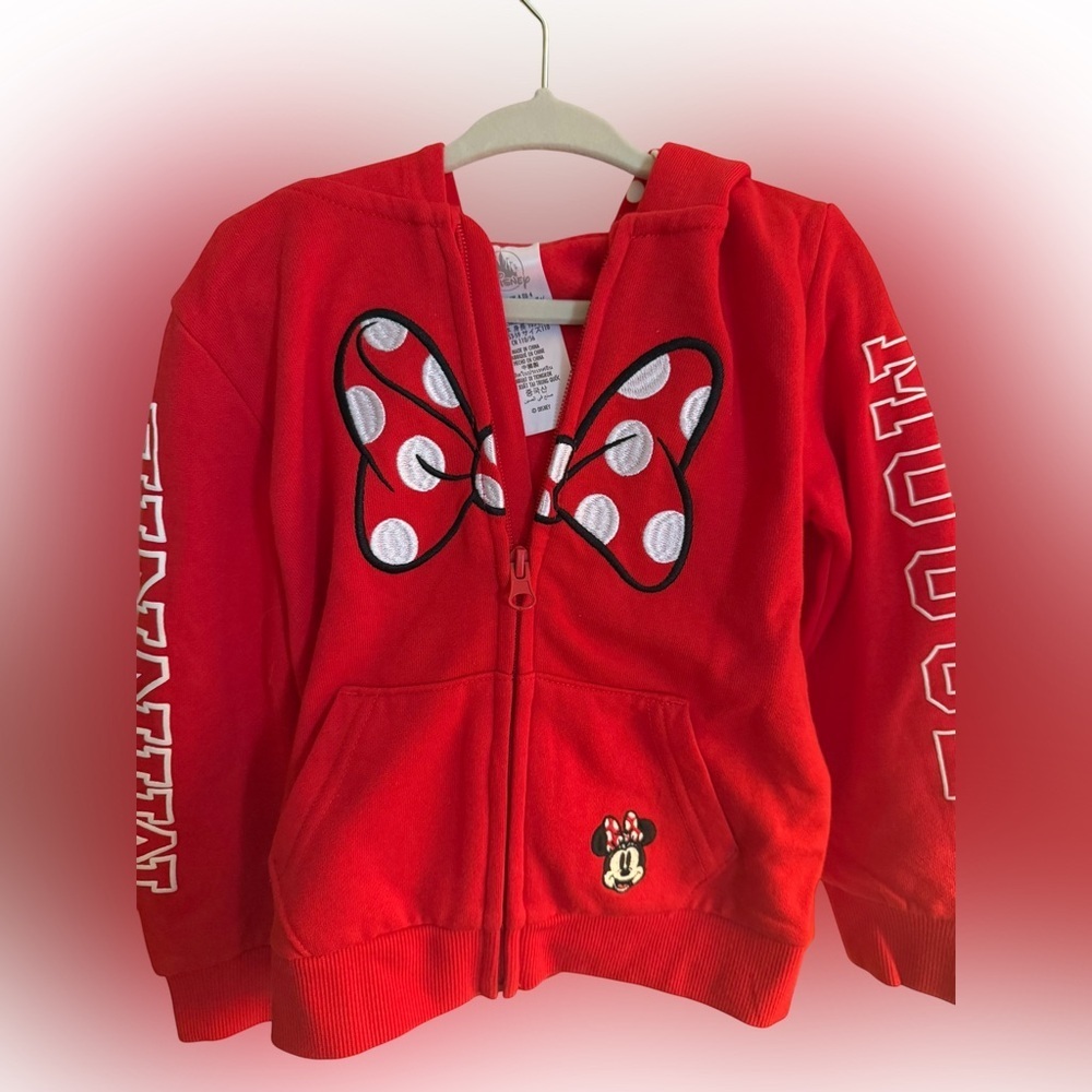 Disney Parks Minnie Mouse Hoodie Red Bow & Ears Toddler Girls Size 4